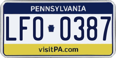PA license plate LFO0387