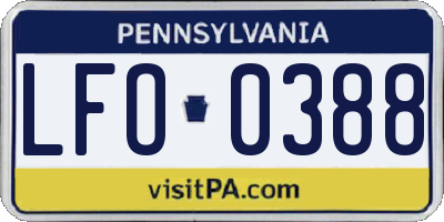 PA license plate LFO0388