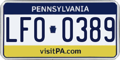 PA license plate LFO0389