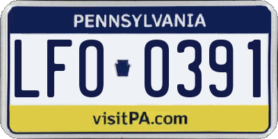 PA license plate LFO0391