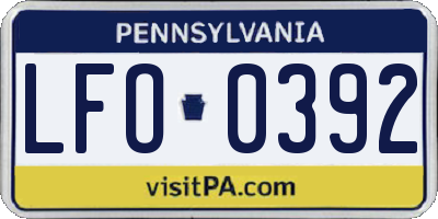 PA license plate LFO0392