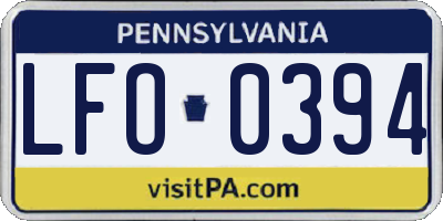 PA license plate LFO0394