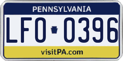 PA license plate LFO0396