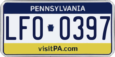 PA license plate LFO0397