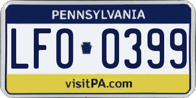 PA license plate LFO0399