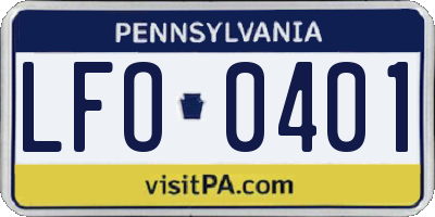 PA license plate LFO0401