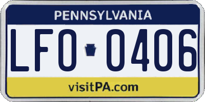 PA license plate LFO0406