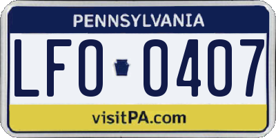 PA license plate LFO0407