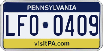 PA license plate LFO0409