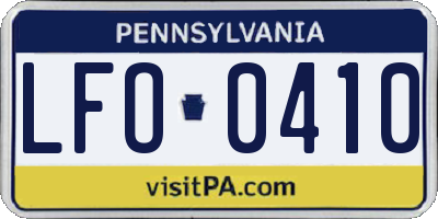 PA license plate LFO0410