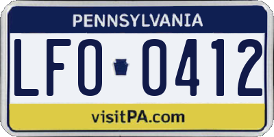PA license plate LFO0412