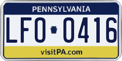 PA license plate LFO0416