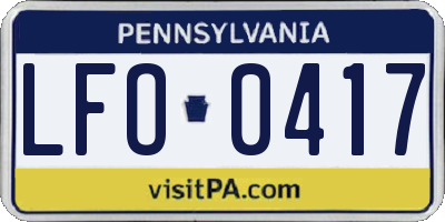 PA license plate LFO0417