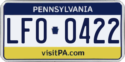 PA license plate LFO0422