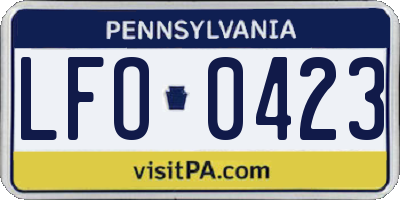 PA license plate LFO0423