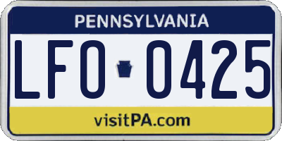 PA license plate LFO0425