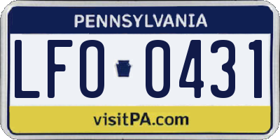 PA license plate LFO0431