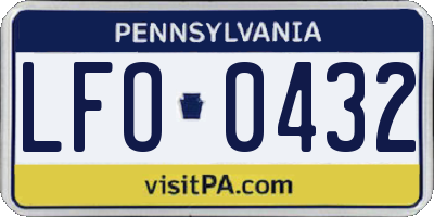 PA license plate LFO0432