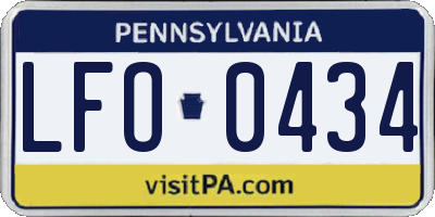 PA license plate LFO0434