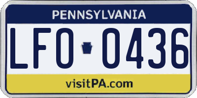 PA license plate LFO0436