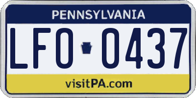 PA license plate LFO0437