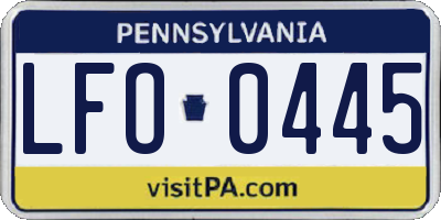 PA license plate LFO0445