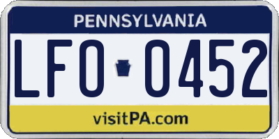 PA license plate LFO0452