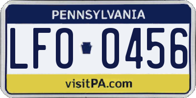 PA license plate LFO0456