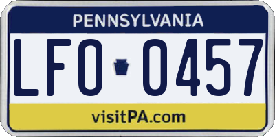 PA license plate LFO0457