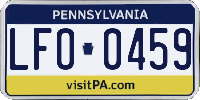 PA license plate LFO0459