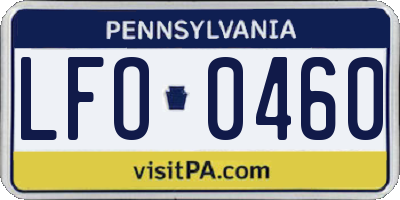 PA license plate LFO0460