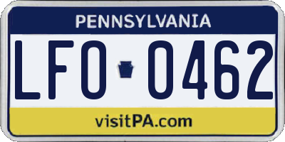 PA license plate LFO0462
