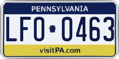 PA license plate LFO0463