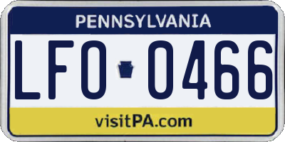 PA license plate LFO0466