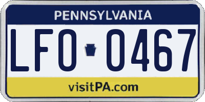 PA license plate LFO0467