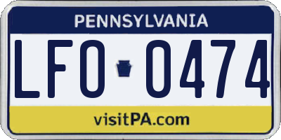 PA license plate LFO0474