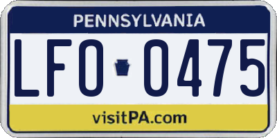PA license plate LFO0475