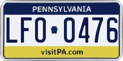 PA license plate LFO0476