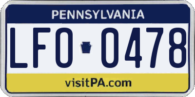 PA license plate LFO0478