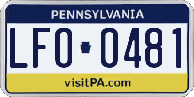 PA license plate LFO0481
