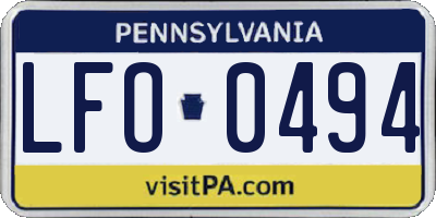 PA license plate LFO0494