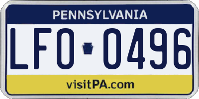 PA license plate LFO0496