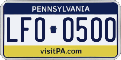 PA license plate LFO0500