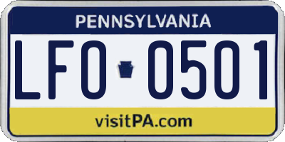 PA license plate LFO0501