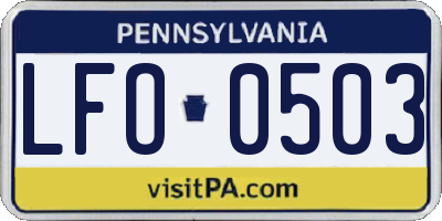 PA license plate LFO0503