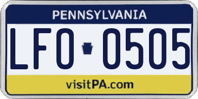 PA license plate LFO0505