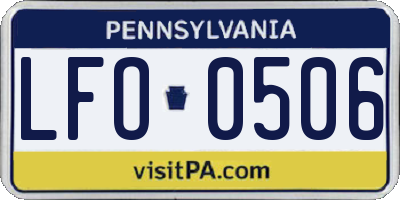 PA license plate LFO0506