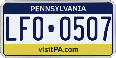 PA license plate LFO0507
