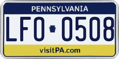 PA license plate LFO0508