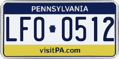 PA license plate LFO0512